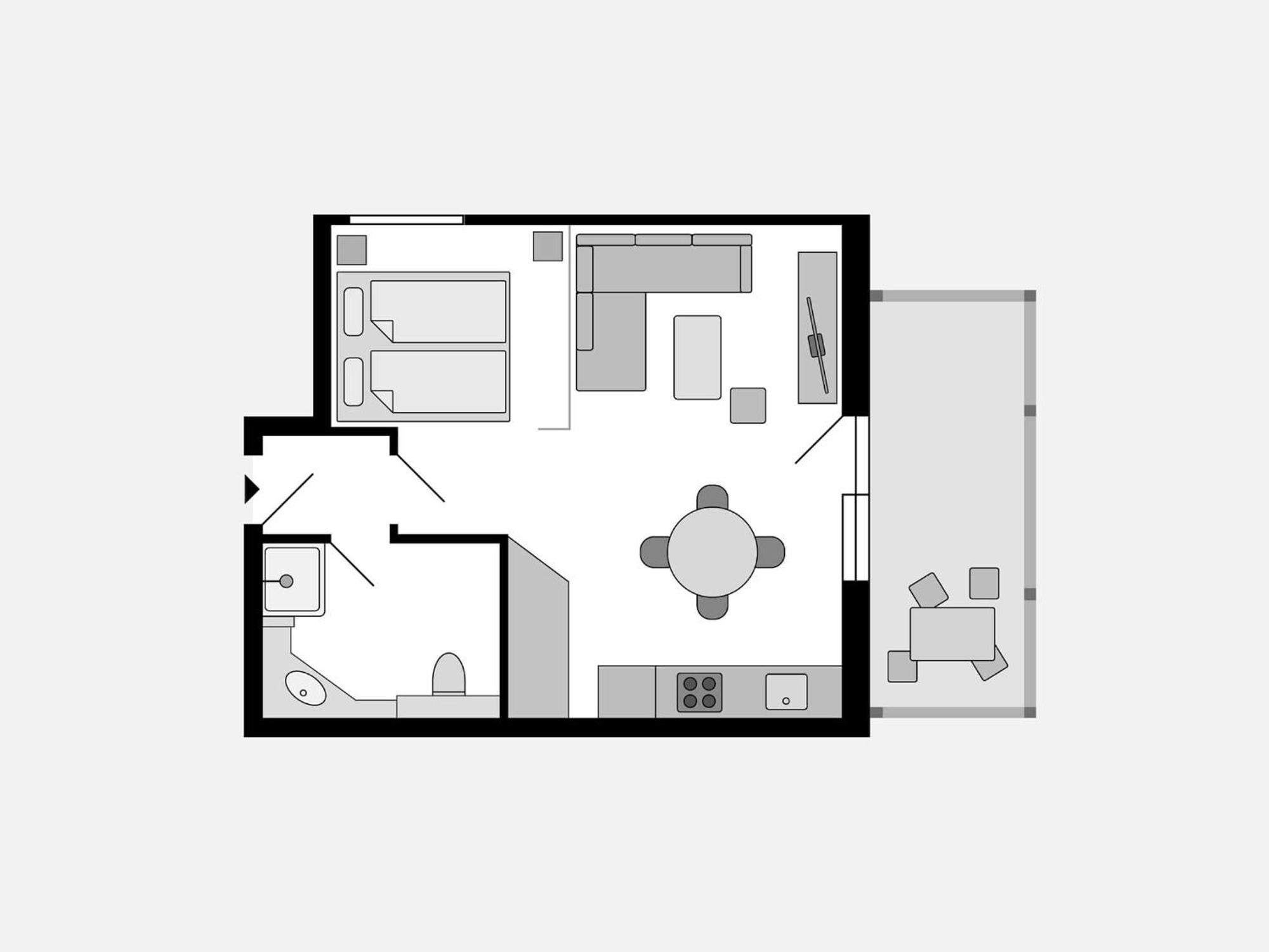 Komfortplus 1-raum-appartement Mit Balkon Im Dachgeschoss 095
